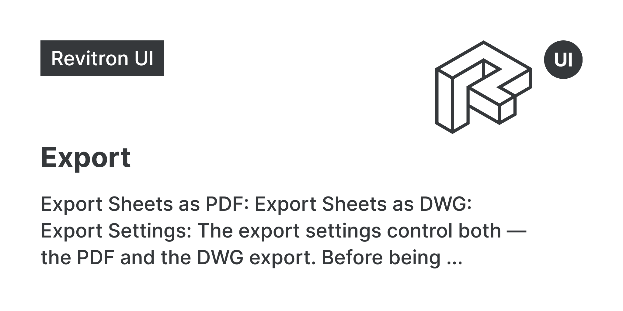 Export revitron ui